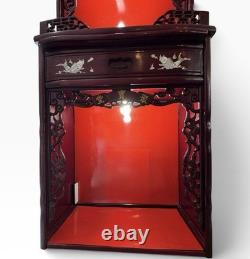 Buddhist Chinese Vietnamese Altar Shrine Cabinet 3 Levels Lights Red Wood 84 H Buddhist Chinese Vietnamese Altar Shrine Cabinet 3 Levels Lights Red Wood 84 H