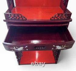 Buddhist Chinese Vietnamese Altar Shrine Cabinet 3 Levels Lights Red Wood 84 H