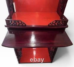 Buddhist Chinese Vietnamese Altar Shrine Cabinet 3 Levels Lights Red Wood 84 H