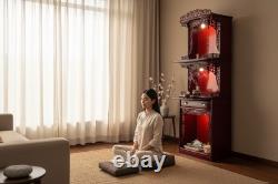 Buddhist Chinese Vietnamese Altar Shrine Cabinet 3 Levels Lights Red Wood 84 H