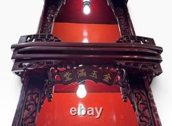 Buddhist Chinese Vietnamese Altar Shrine Cabinet 3 Levels Lights Red Wood 84 H
