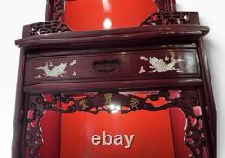 Buddhist Chinese Vietnamese Altar Shrine Cabinet 3 Levels Lights Red Wood 84 H