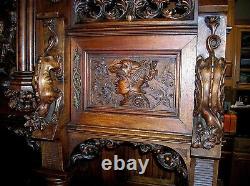 C. 1850 GOTHIC STULE HUGE CARVED WALNUT CABINET WithMEDIEVAL BATTLE SCENE B. OFFER