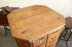 C. 1901 Antique Industrial AR Brown Rotating Oak 40 Drawer Hardware Store Cabinet