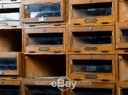 C. 1920 Glass Front 54 Drawer Locking Apothecary Cabinet With Keys