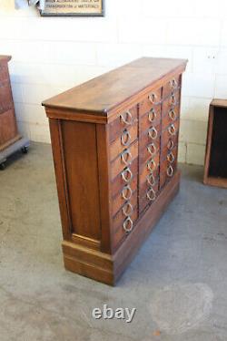 C1878 Antique Industrial Ambergs Oak 21 Drawer Paper File Cabinet Apothecary