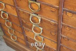 C1878 Antique Industrial Ambergs Oak 21 Drawer Paper File Cabinet Apothecary