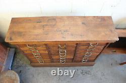 C1878 Antique Industrial Ambergs Oak 21 Drawer Paper File Cabinet Apothecary