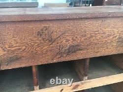 C1890 antique OAK hardware store counter VA origin 97 x 46 x 33.25 slant top