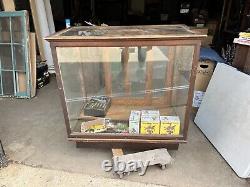 C1890 vintage oak glass floor country store case 42 w x 40 h x 24 Glass Doors