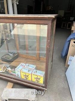 C1890 vintage oak glass floor country store case 42 w x 40 h x 24 Glass Doors