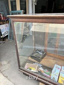 C1890 vintage oak glass floor country store case 42 w x 40 h x 24 Glass Doors