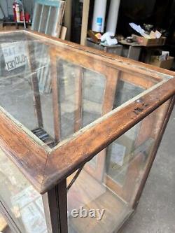 C1890 vintage oak glass floor country store case 42 w x 40 h x 24 Glass Doors