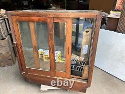 C1890 vintage oak glass floor country store case 42 w x 40 h x 24 Glass Doors