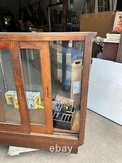 C1890 vintage oak glass floor country store case 42 w x 40 h x 24 Glass Doors