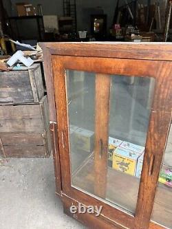 C1890 vintage oak glass floor country store case 42 w x 40 h x 24 Glass Doors