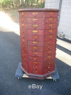 C1900 BOLT & SCREW ANTIQUE octagonal hardware store cabinet 96 drawer 42.5 tall