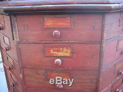 C1900 BOLT & SCREW ANTIQUE octagonal hardware store cabinet 96 drawer 42.5 tall