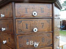 C1900 VINTAGE antique bolt & SCREW octagonal hardware store cabinet 72 drawer #2