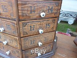 C1900 VINTAGE antique bolt & SCREW octagonal hardware store cabinet 72 drawer #2