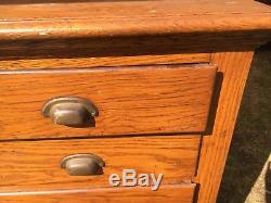 C1900 oak flat file cabinet brass hardware 50.5 w x 40.5 h x 32.75d 43 w