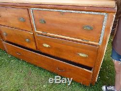 C1910-20 BUILT in PANTRY cabinet COUNTER multi drawer Heart pine 11' x 41 x 25