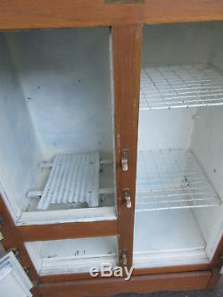 C1911 Northern Refrigerator Co. Restored Icebox Golden Oak 3 Paneled Doors