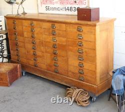 C1930s Antique Industrial Oak 32 Drawer Paper Flat File Cabinet Apothecary Vtg