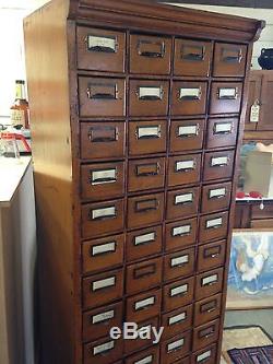 Circa 1910 Antique 56 Drawer Oak Card Library File Cabinet- Yale University