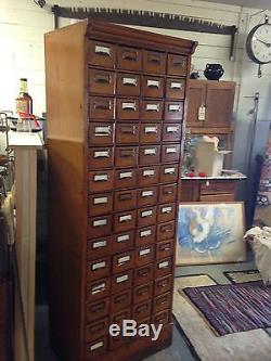 Circa 1910 Antique 56 Drawer Oak Card Library File Cabinet- Yale University