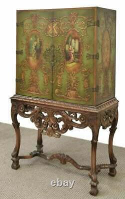 Cabinet Chinoiserie Style, Stand, Neoclassical Painted Figural, Vintage/Antique