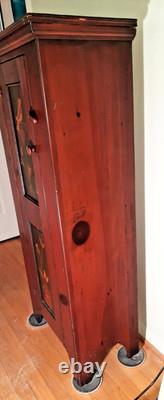 Cabinet folk art painted Americana Primitive Birds Art Signed Dated 1984 EUC