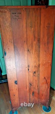 Cabinet folk art painted Americana Primitive Birds Art Signed Dated 1984 EUC