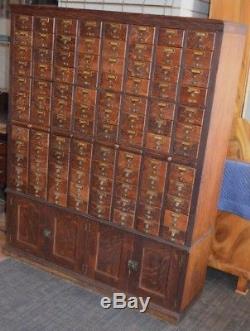Card Catalog File Cabinet from Chicago Library, Solid Oak, Early 20th Century