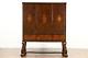 Carved 1910 Antique China, Bar Or Library Cabinet With Marquetry