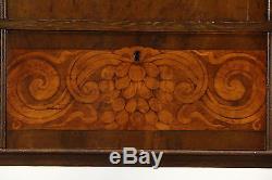 Carved 1910 Antique China, Bar or Library Cabinet with Marquetry