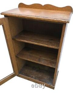 Charming Old Antique Oak Wall Display Cupboard, Shelves Cabinet Bookcase