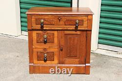 Charming Victorian Chestnut Washstand with Burl Accents Ca. 1870