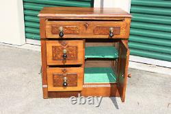 Charming Victorian Chestnut Washstand with Burl Accents Ca. 1870