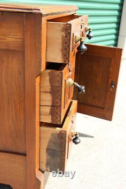 Charming Victorian Chestnut Washstand with Burl Accents Ca. 1870