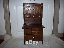 Child's Oak Hoosie Cabinet Salesmans Sample Tea Set