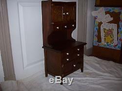 Child's Oak Hoosie Cabinet Salesmans Sample Tea Set