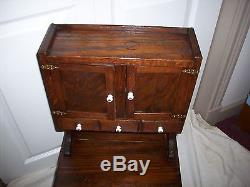 Child's Oak Hoosie Cabinet Salesmans Sample Tea Set