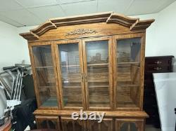China Cabinet Hutch Buffet Two-Piece Glass Wood Dining Console