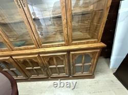 China Cabinet Hutch Buffet Two-Piece Glass Wood Dining Console