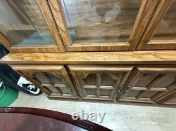 China Cabinet Hutch Buffet Two-Piece Glass Wood Dining Console