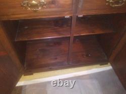 China Cabinet & Hutch, Dark Pine, withDrawers, Early American Style, Hand Finished