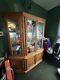 China Cabinet, Solid Wood, Etched Glass, Mirror Back, Lights, Very Good