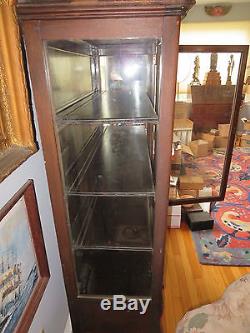 China Cupboard / Hutch Solid Wood w Glass Doors & Sides + Drawer Vintage Cabinet