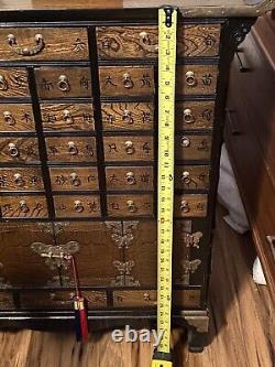 Chinese Apothecary Pagoda Medicine Cabinet Vintage 30Tall X 25 Long